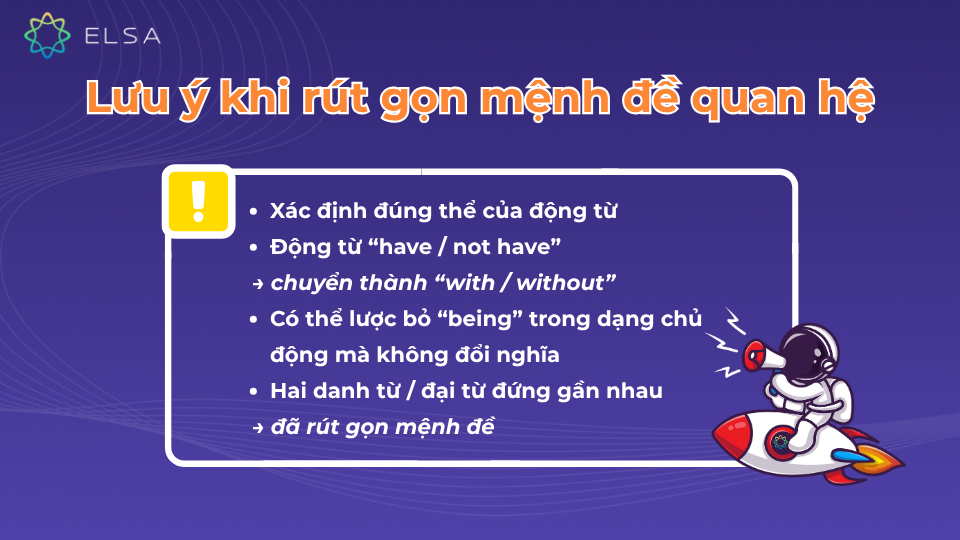 Lưu ý khi rút gọn mệnh đề quan hệ trong tiếng Anh