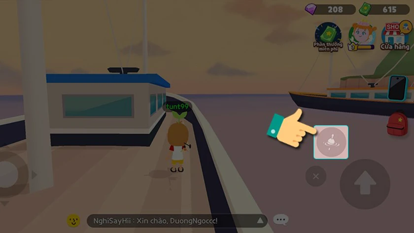 nhấp vào biểu tượng phao câu