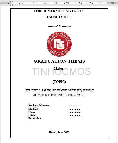 Cách làm bìa tiểu luận trong Word cho sinh viên