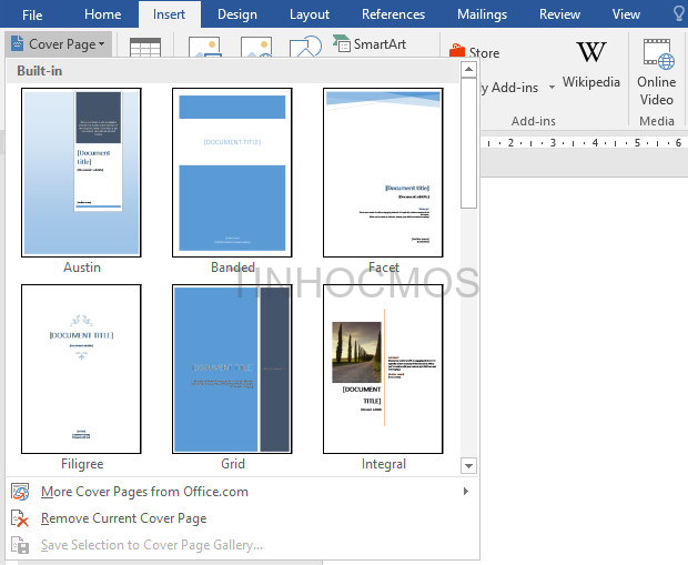 Mẫu bìa tiểu luận của Microsoft Office