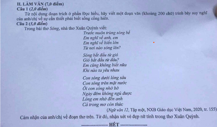 đề thi tốt nghiệp THPT môn ngữ văn cho 2k6