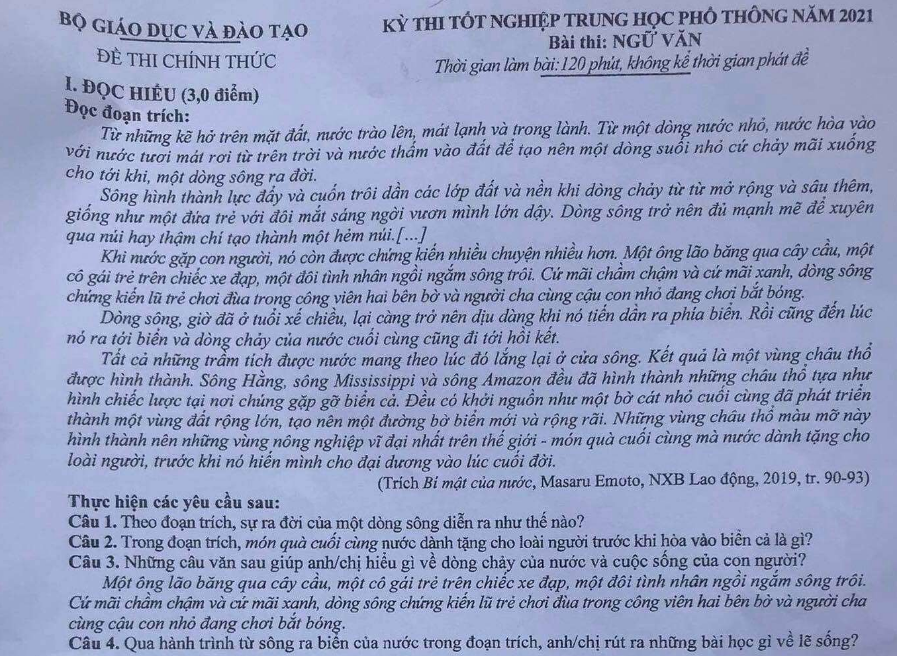 đề thi tốt nghiệp THPT môn ngữ văn cho 2k6