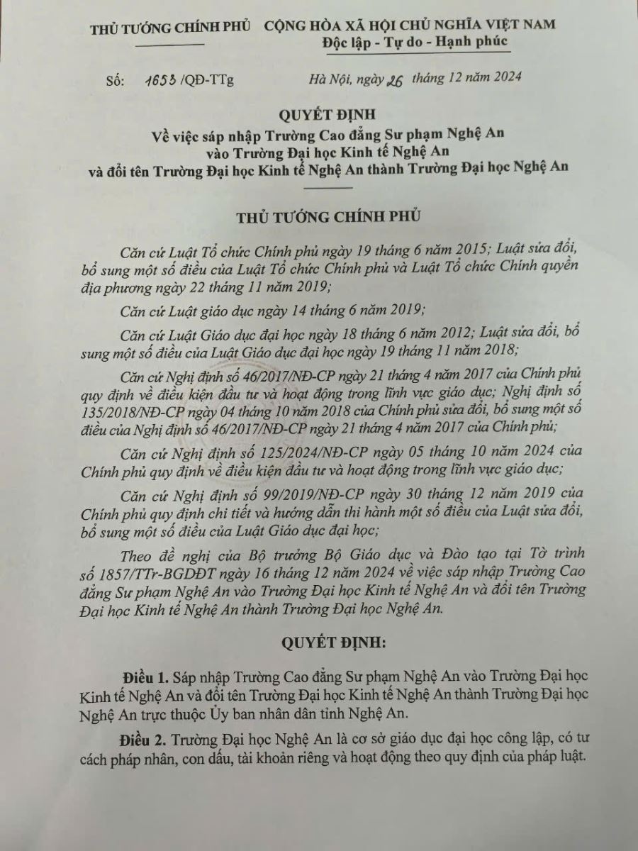 cao dang su pham nghe an