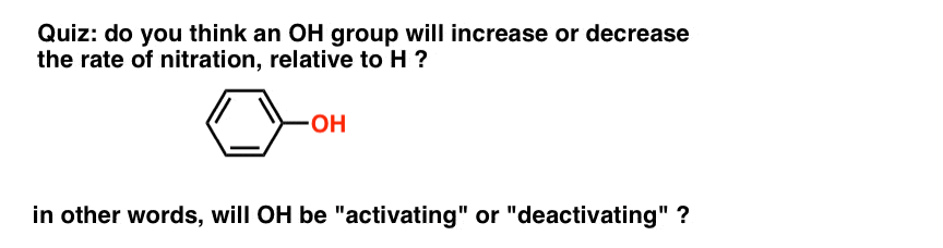 oxygen and nitrogen functional groups with lone pairs are activating since they can be pi donors
