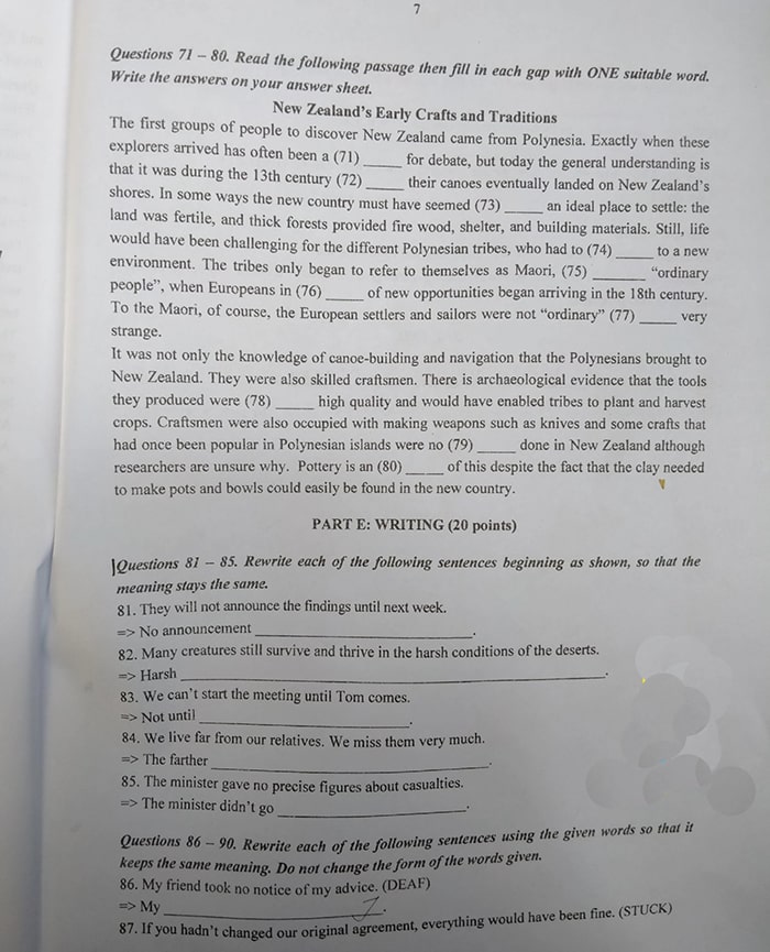 Đề thi vào lớp 10 môn Anh Thanh Hóa 2022 chuyên Lam Sơn