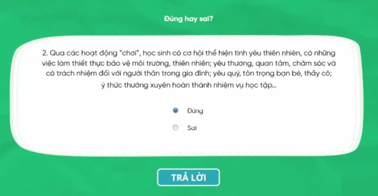 Đáp án module học thông qua chơi