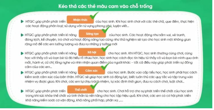 Đáp án module học thông qua chơi