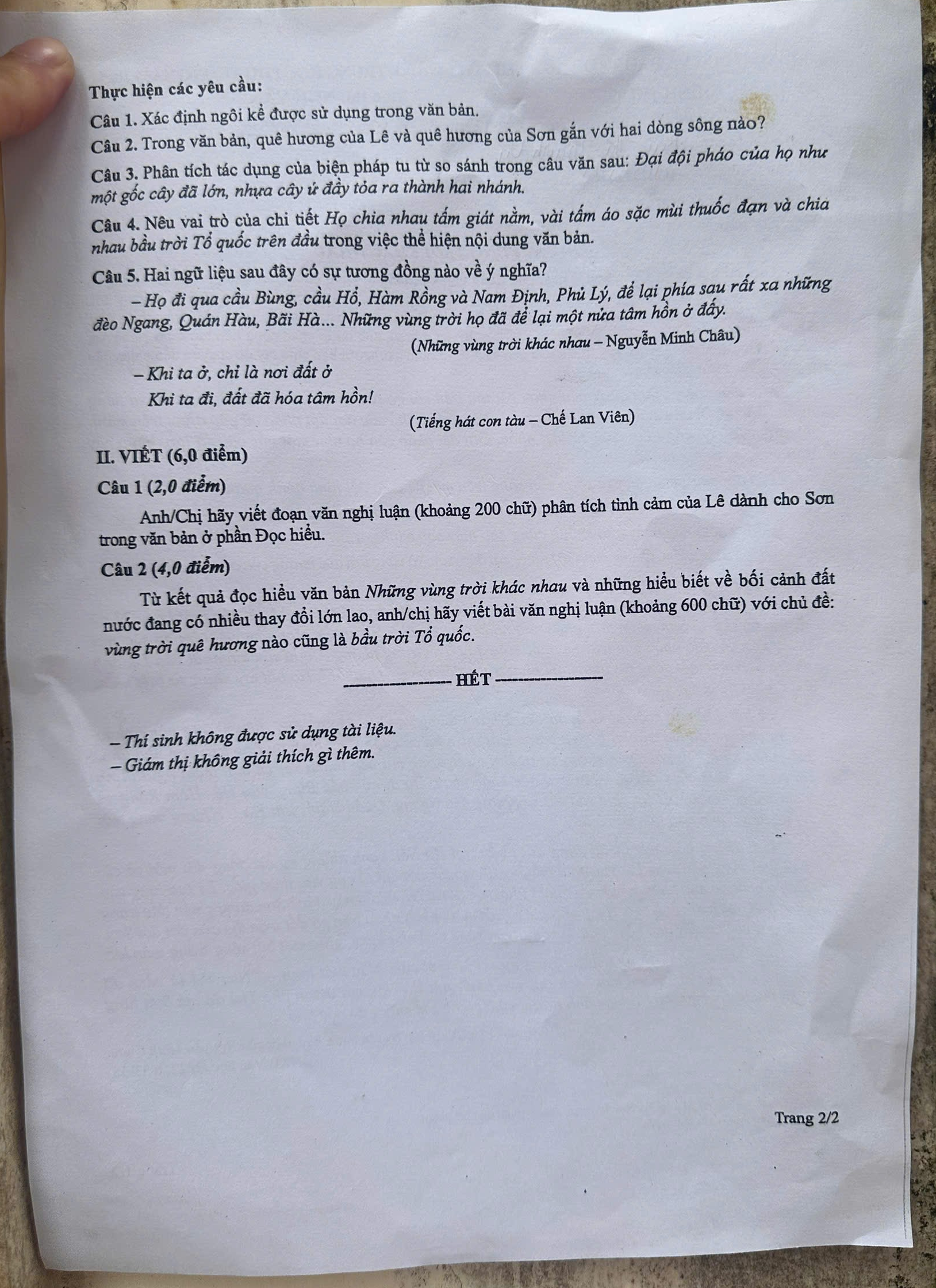 Đề thi và đáp án chính thức môn Ngữ Văn tốt nghiệp THPT 2025