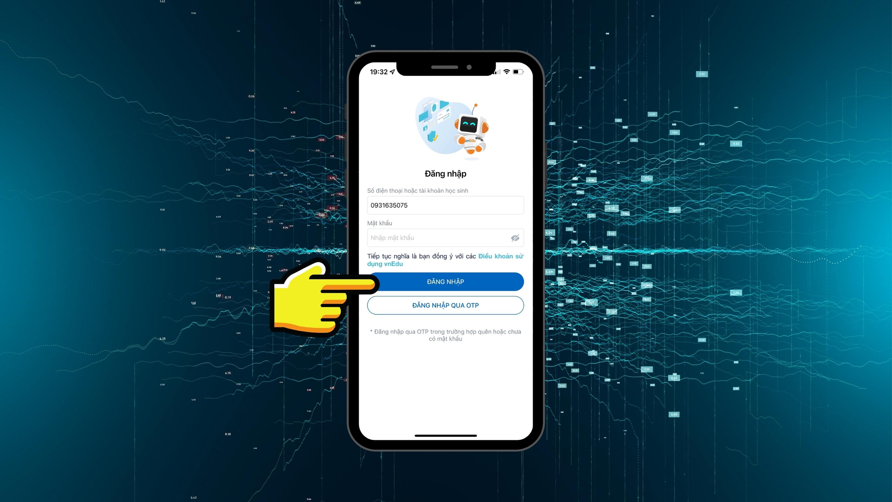 Tính năng sử dụng vnEdu tra cứu điểm, sổ liên lạc và xem thời khóa biểu - Điện thoại - Bước 2