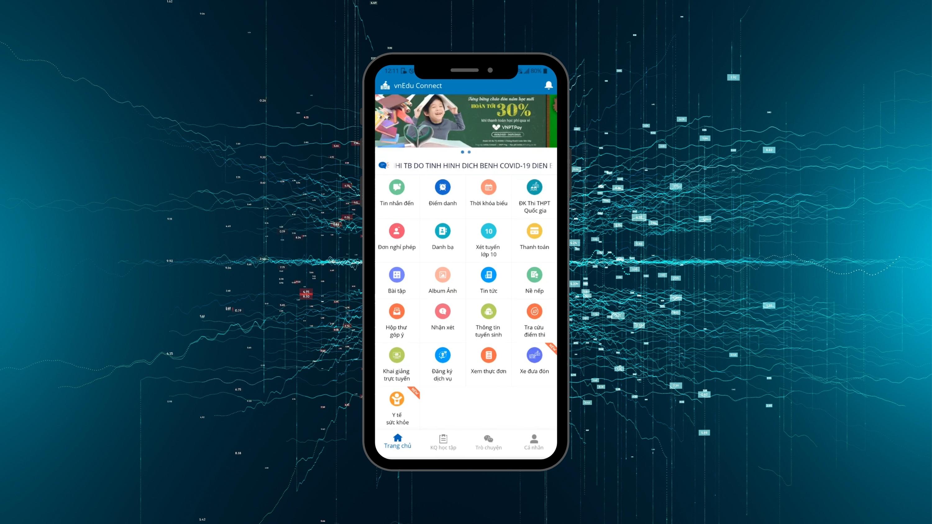 Tính năng sử dụng vnEdu tra cứu điểm, sổ liên lạc và xem thời khóa biểu - Điện thoại - Bước 3