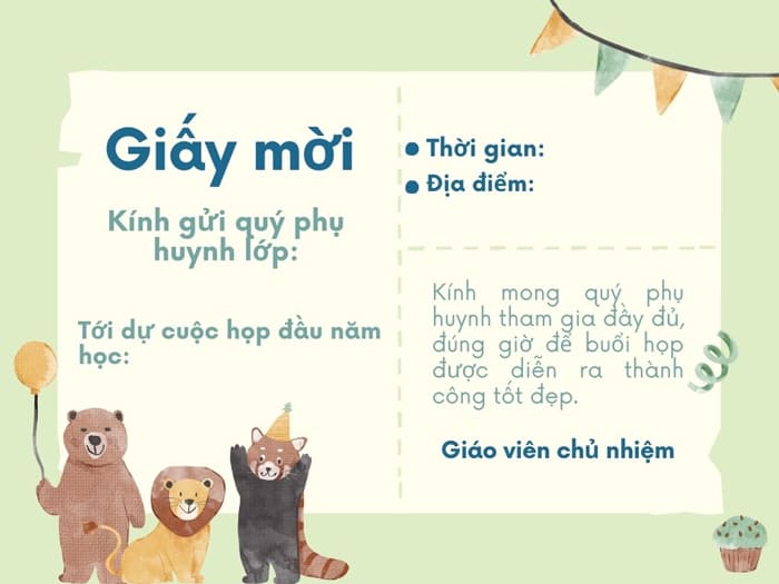 Giấy mời họp phụ huynh đầu năm màu hồng tím trang nhã