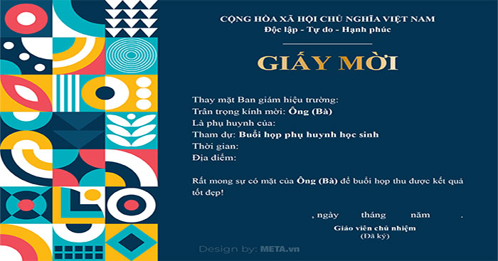 Khung giấy mời họp phụ huynh