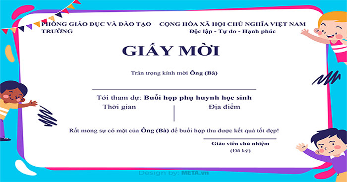 Mẫu thư mời họp phụ huynh