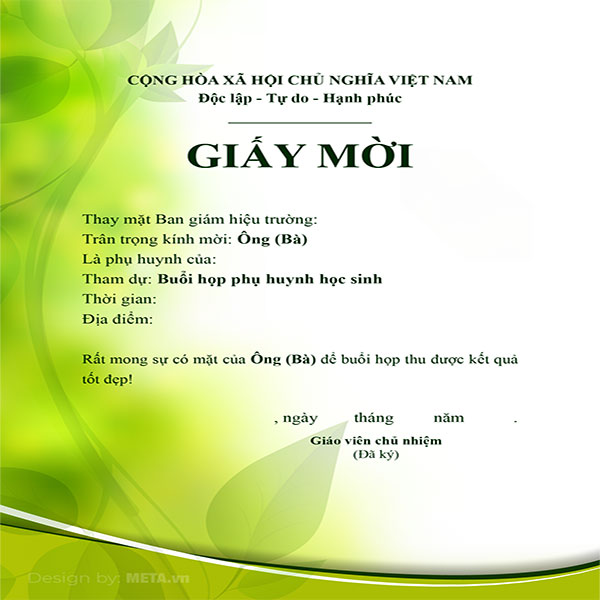 Mẫu thư mời họp đầu năm