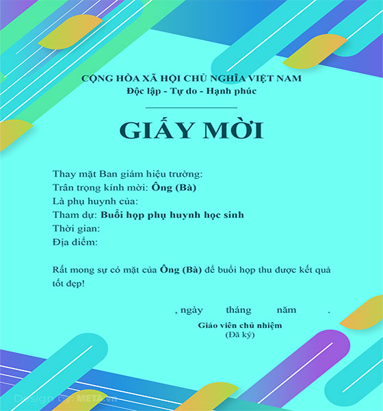 Giấy mời họp phụ huynh học kì 2