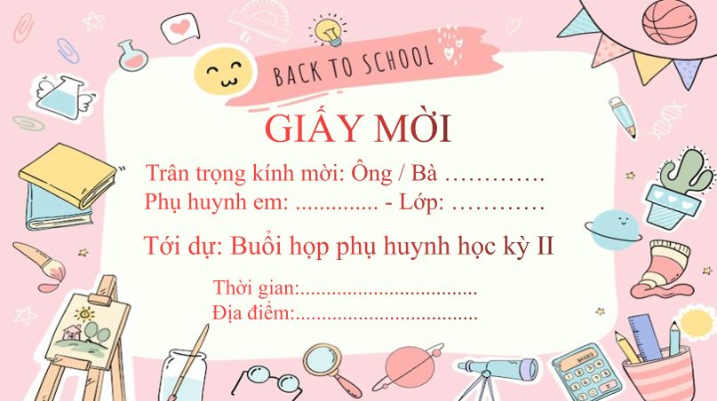Mẫu giấy mời họp phụ huynh