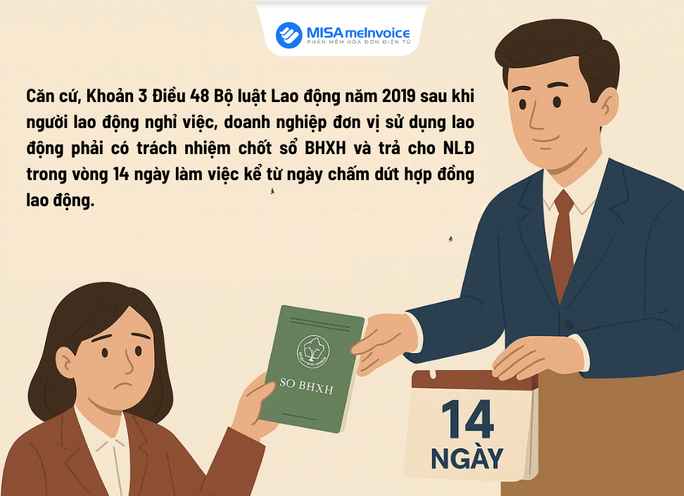 doanh nghiệp trả sổ BHXH cho NLĐ trong 14 ngày làm việc