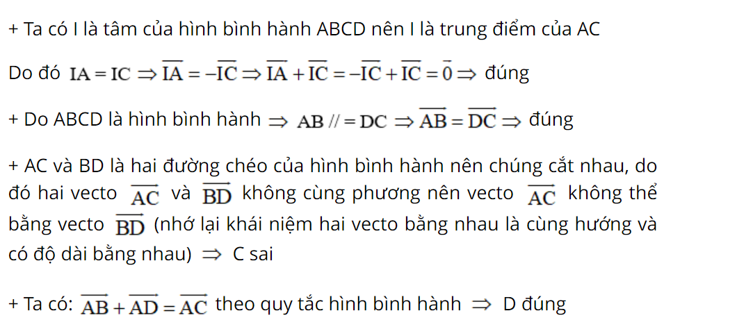 Ví dụ về quy tắc hình bình hành - tổng và hiệu của hai vectơ
