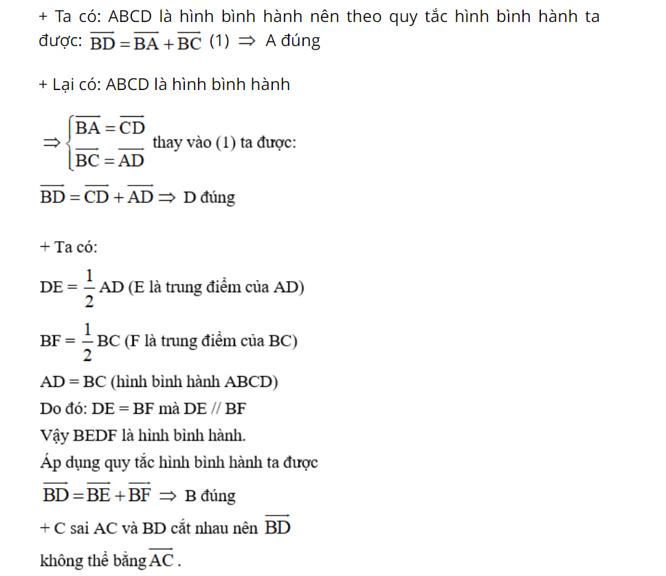 Ví dụ về quy tắc hình bình hành - tổng và hiệu hai vectơ