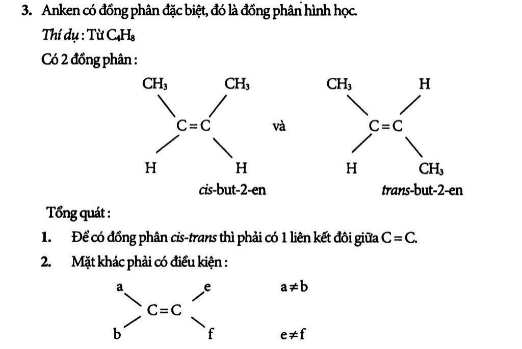 đồng phân hình học anken - đại cương hóa hữu cơ