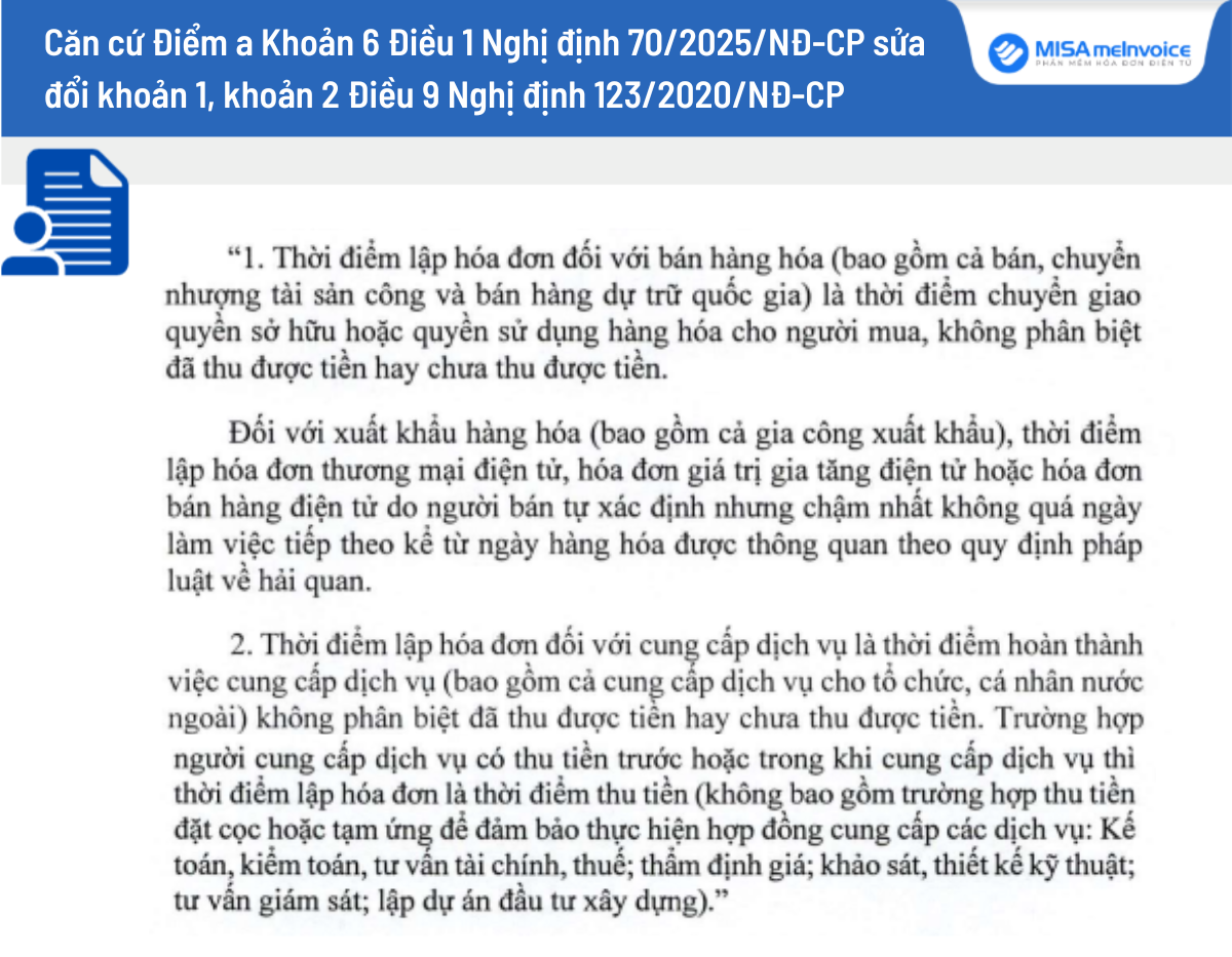 thời điểm xuất hóa đơn