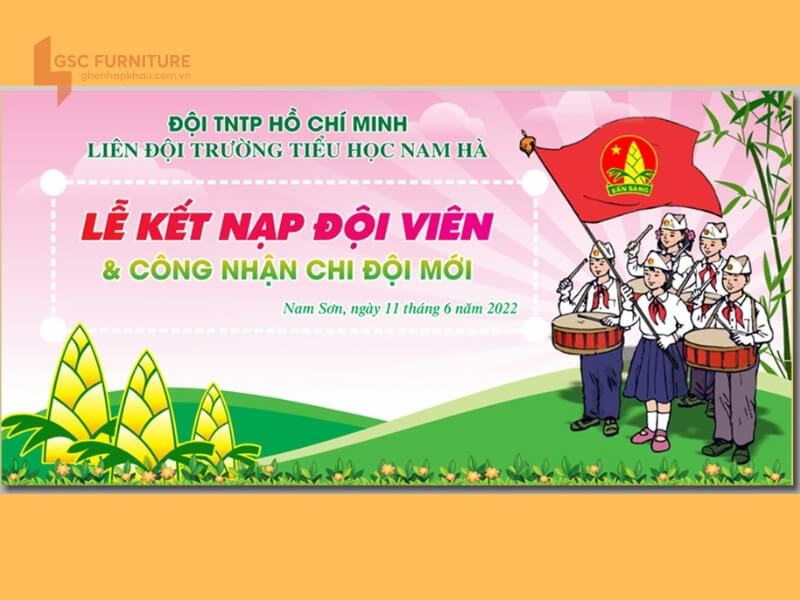 Banner lễ kết nạp đội viên cho trường học