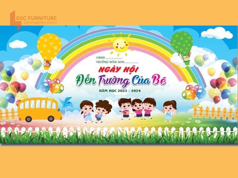 Phông nền ngày hội đến trường của bé