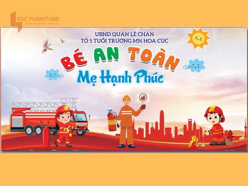 Phông nền chương trình tuyên truyền Phòng cháy chữa cháy cho trẻ