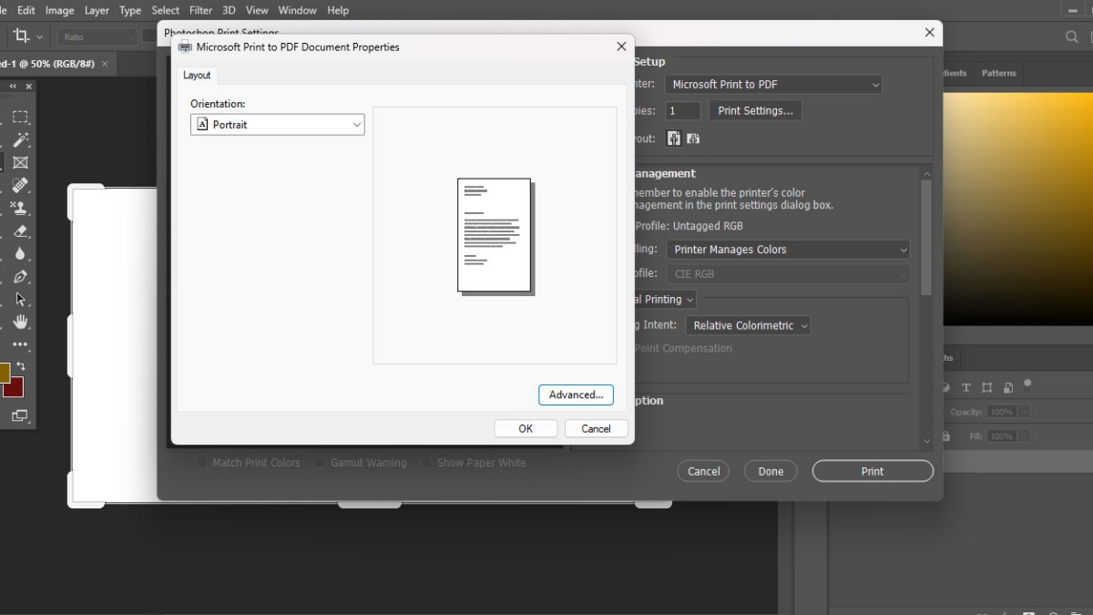 cách chỉnh khổ A4 để in trong ứng dụng Photoshop bước 4