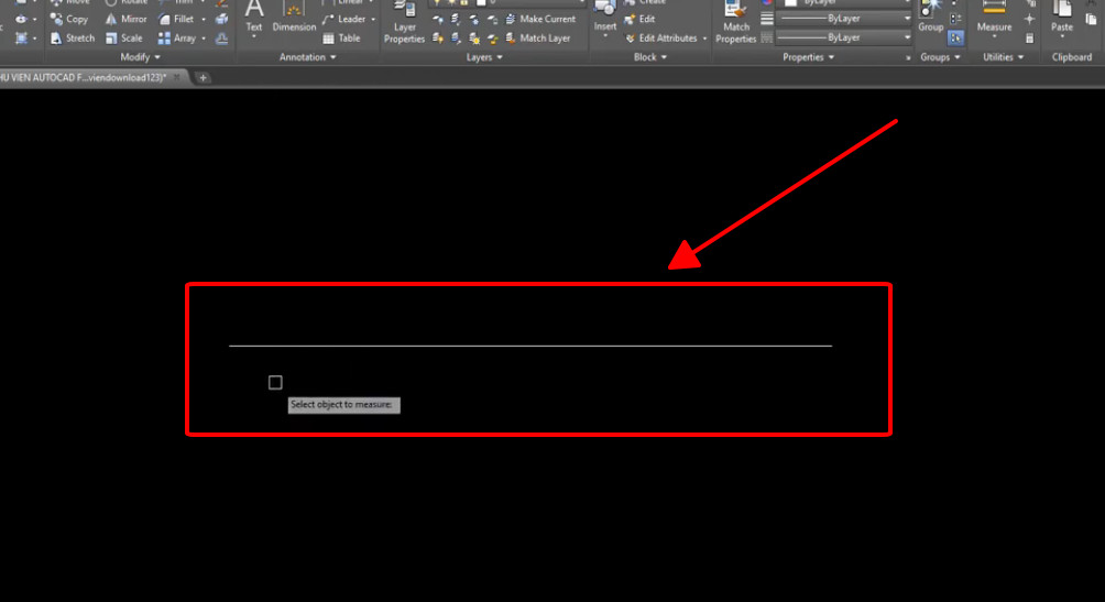 Chọn đối tượng để sử dụng lệnh tách đường thẳng trong cad
