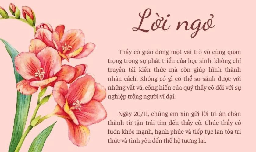 Lời ngỏ 20/11 là gì?