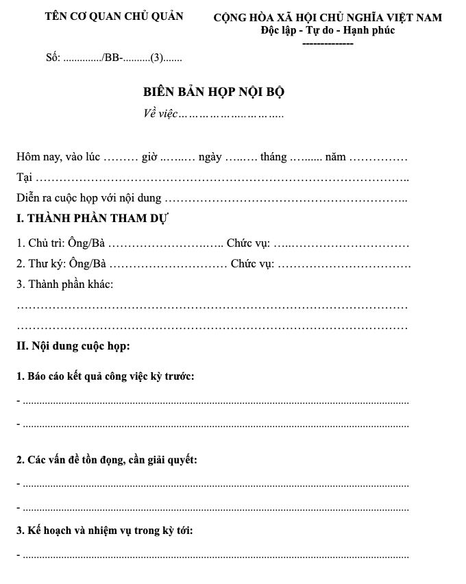 5+ Mẫu biên bản cuộc họp công ty chuẩn nhất 2026