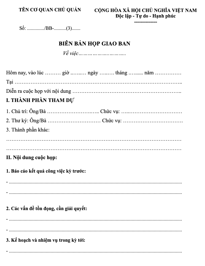 5+ Mẫu biên bản cuộc họp công ty chuẩn nhất 2026