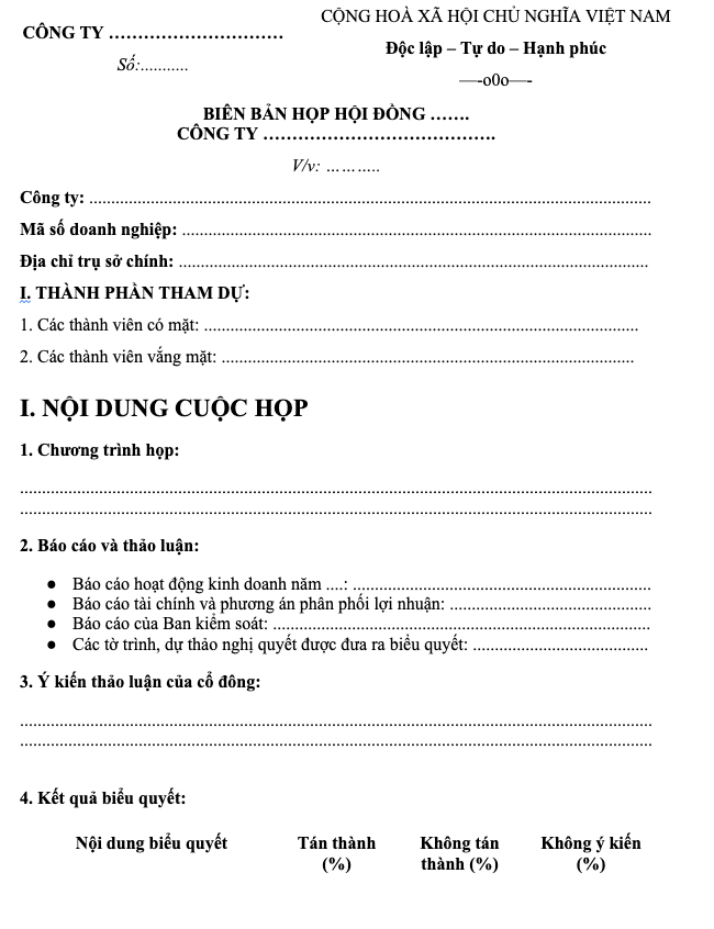 5+ Mẫu biên bản cuộc họp công ty chuẩn nhất 2026