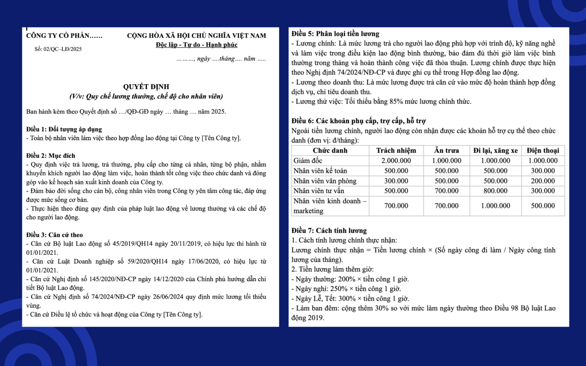 Bộ 9 mẫu quy chế lương, thưởng mới nhất cho mọi loại hình doanh nghiệp