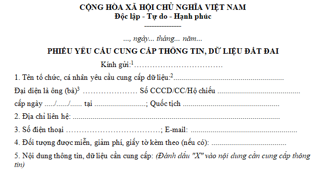 Mẫu đơn xin trích lục thửa đất mới nhất 2026