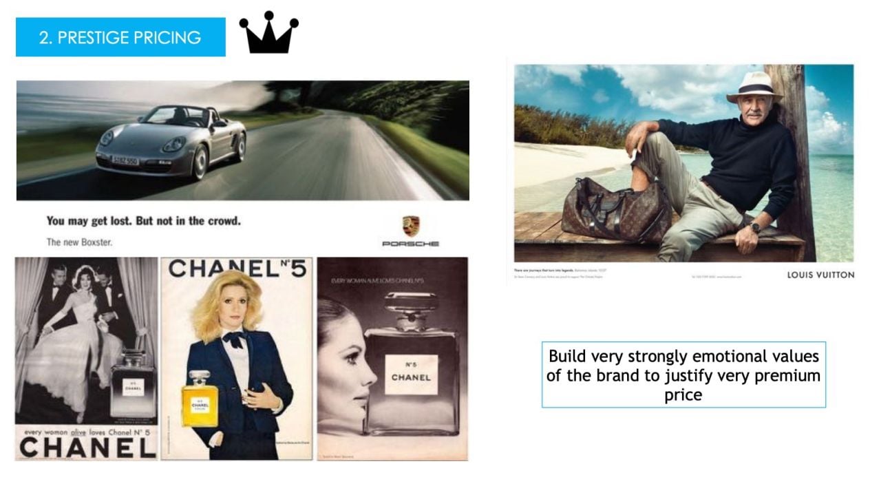 Các sản phẩm cao cấp như nước hoa Chanel, siêu xe