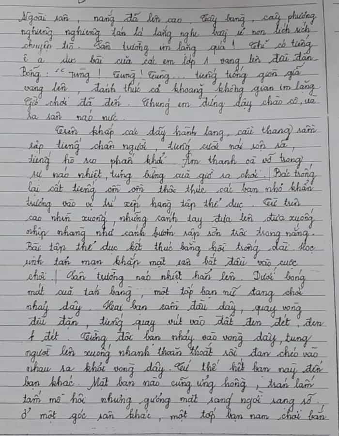 Tả quang cảnh sân trường em trong giờ ra chơi