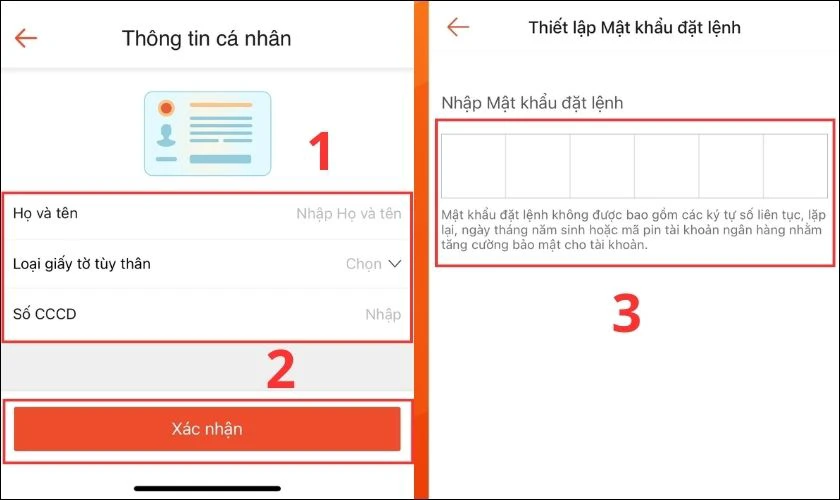 Điền thông tin và thiết lập Mật khẩu