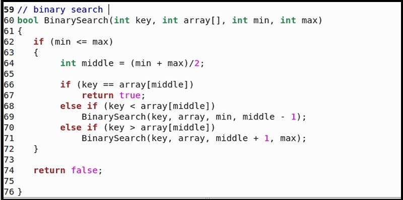 Code tìm kiếm nhị phân