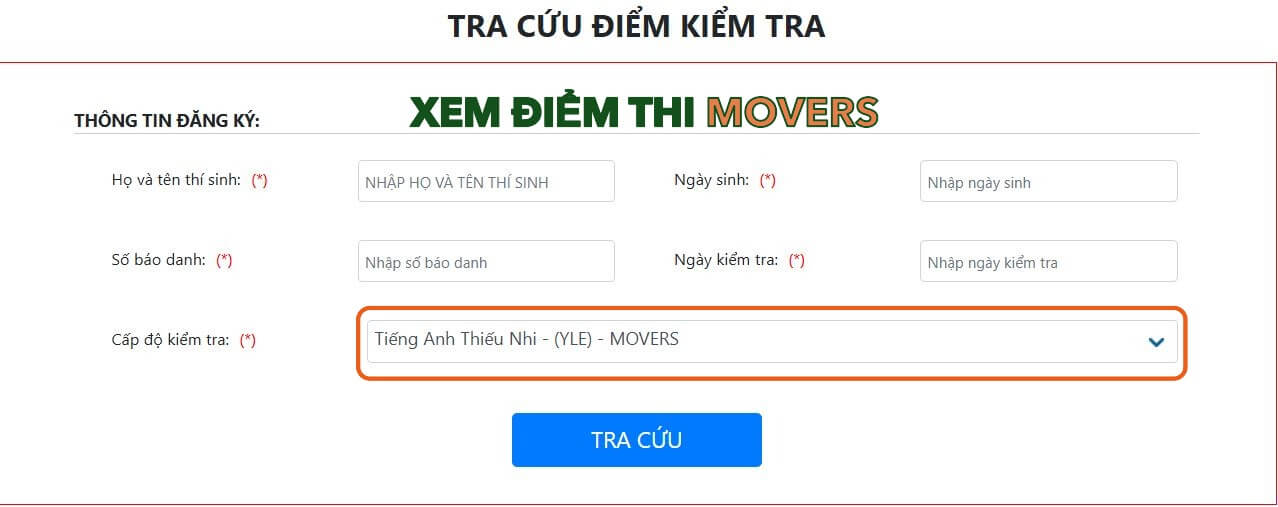 tra cuu diem thi movers