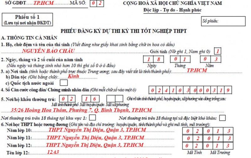 Hướng dẫn các bước điền thông tin