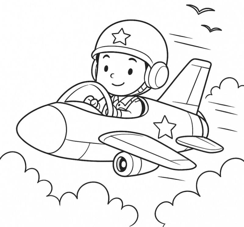Chú phi công nhỏ bay lượn trên bầu trời, khơi gợi ước mơ chinh phục.