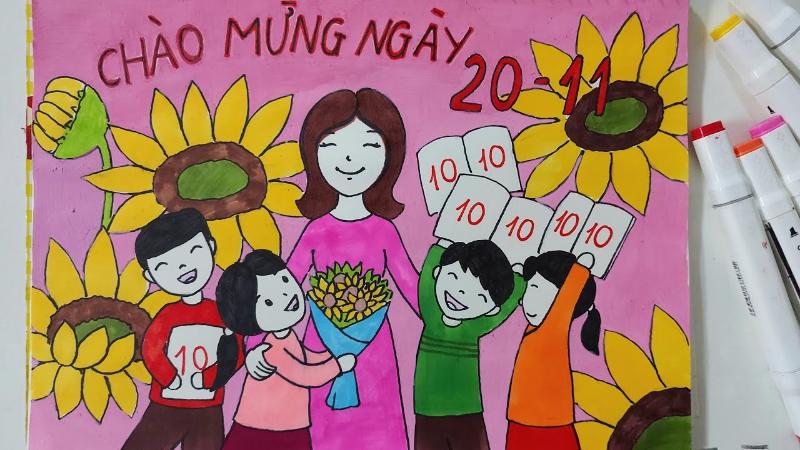 Những bông hoa điểm 10 rực rỡ là món quà ý nghĩa nhất mà chúng em muốn gửi tặng cô.