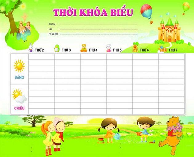 Mau thoi khoa bieu dep cap 2