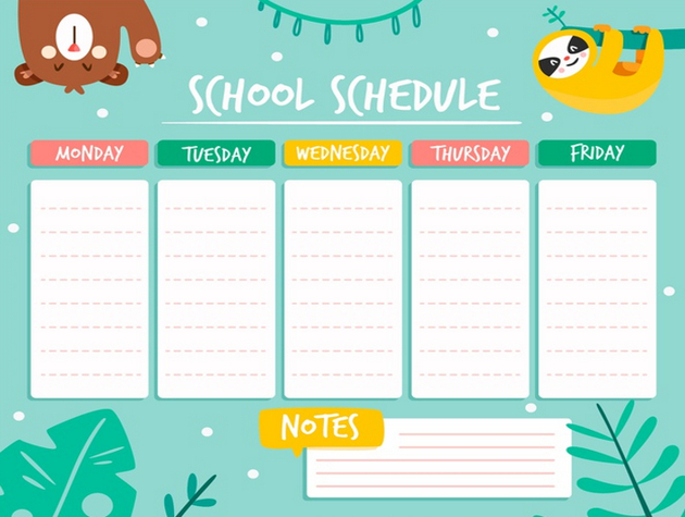 Mau thoi khoa bieu bang tieng Anh