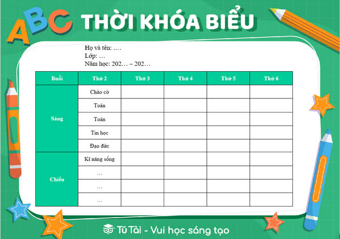 Mau thoi gian bieu file word