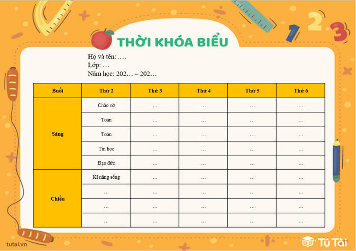 Mau thoi gian bieu file word