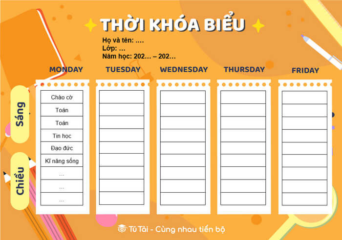 Mau thoi gian bieu file word