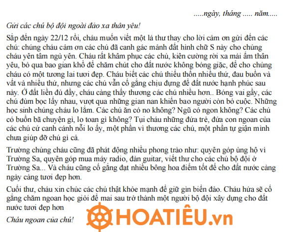 Viết thư gửi các chú bộ đội ngoài đảo xa